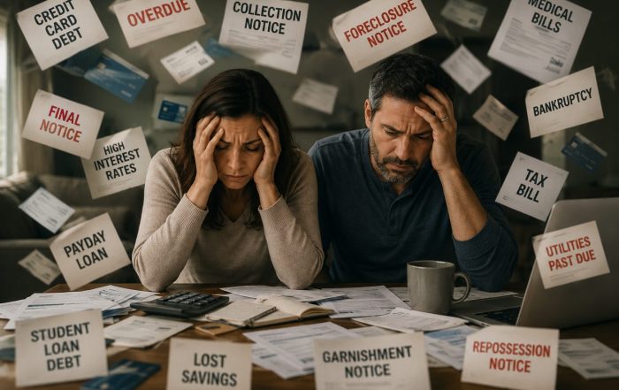 couple surrounded by financial problems.
